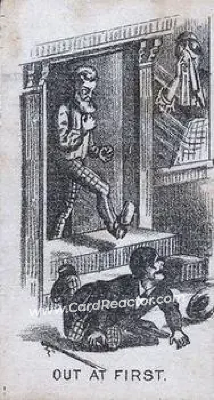 1880 Small Card Series Baseball Comics (H804-31) #NNO - First. - Front 1880 Small Card Series Baseball Comics (H804-31) #NNO - First. - Front