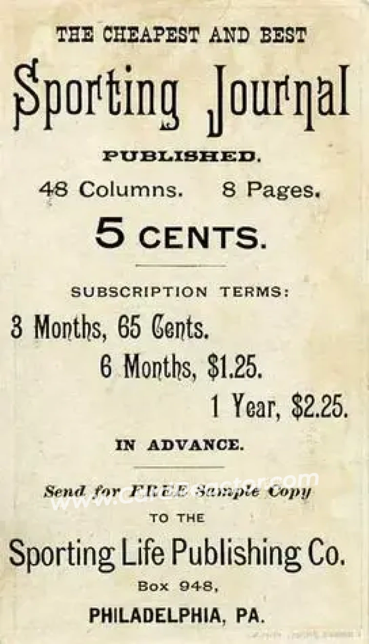 1880 Sporting Life Baseball Comics (H804-8A) #NNO - Card #NNO - Back 1880 Sporting Life Baseball Comics (H804-8A) #NNO - Card #NNO - Back