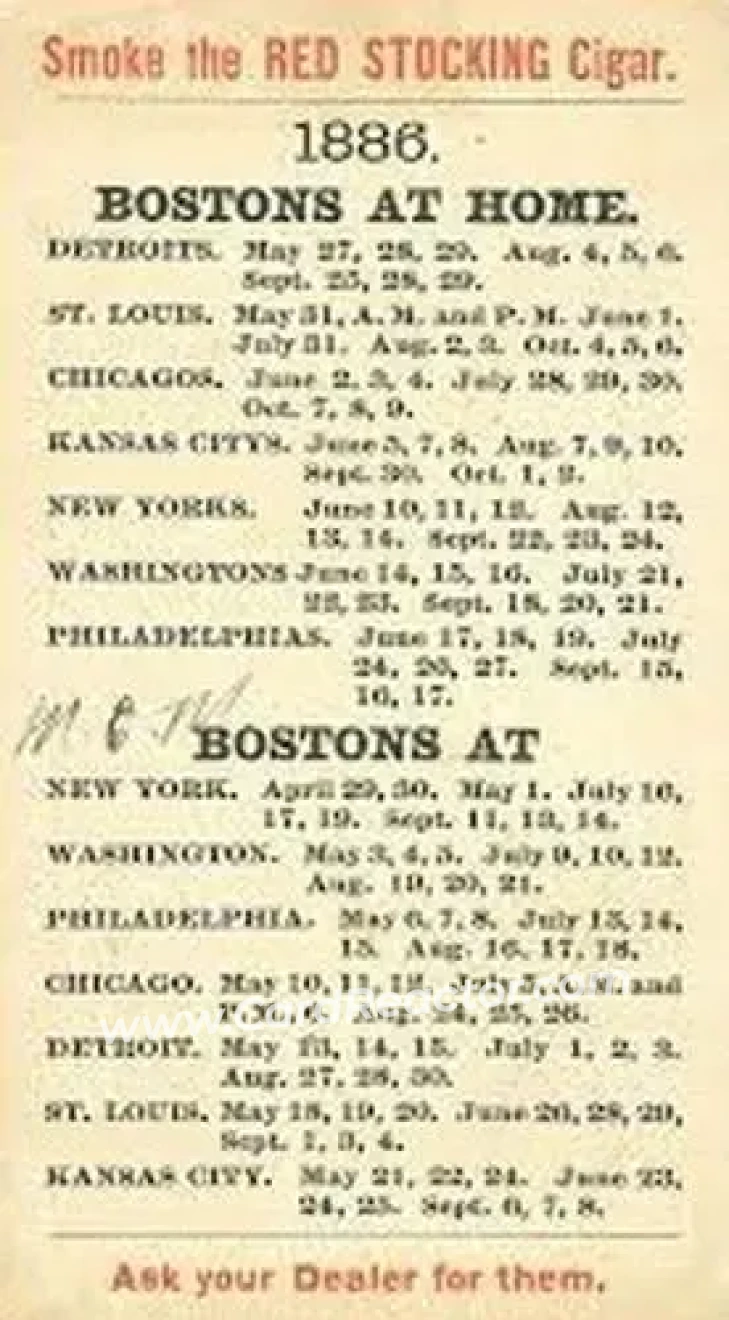 1886-87 Red Stocking Cigar #NNO - Charlie Buffinton - Boston Beaneaters - Back 1886-87 Red Stocking Cigar #NNO - Charlie Buffinton - Boston Beaneaters - Back