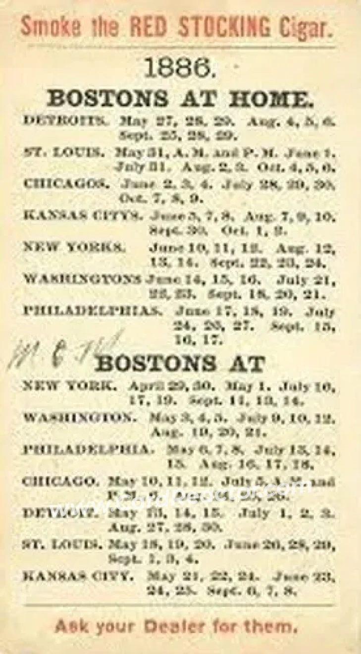 1886-87 Red Stocking Cigar #NNO - John Morrill - Boston Beaneaters - Back