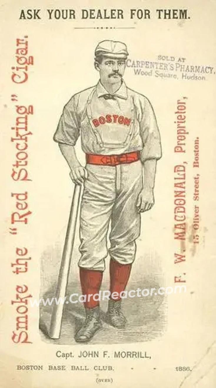 1886-87 Red Stocking Cigar #NNO - John Morrill - Boston Beaneaters - Front