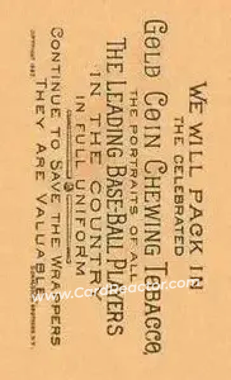 1887 Buchner Gold Coin (N284) #NNO - Art Whitney - Pittsburgh Alleghenys - Back 1887 Buchner Gold Coin (N284) #NNO - Art Whitney - Pittsburgh Alleghenys - Back