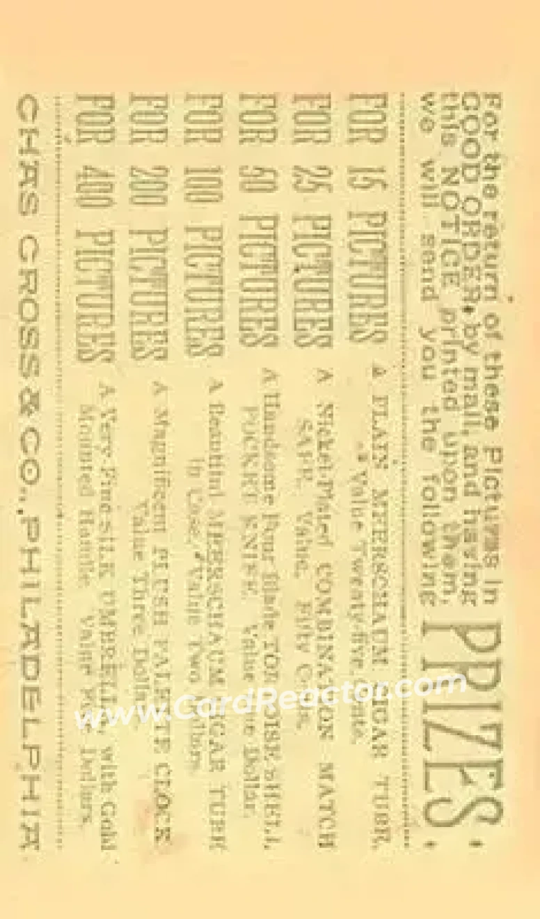1887 Kalamazoo Bats (N690) #NNO - Card #NNO - Philadelphia Quakers - Back