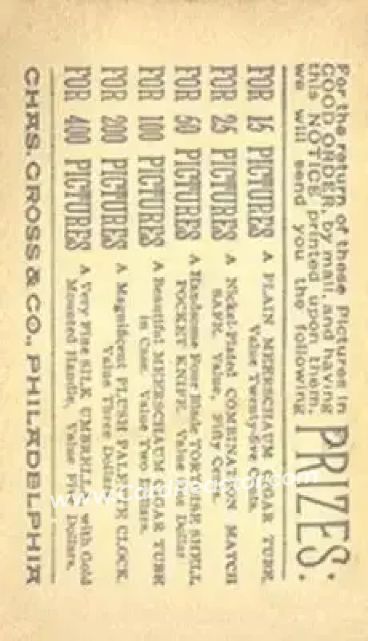 1887 Kalamazoo Bats (N690) #NNO - Gus Weyhing - Philadelphia Athletics - Back