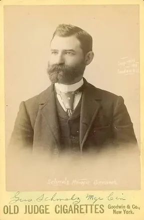 1887-89 Old Judge Cabinets (N173) #NNO - Gus Schmelz - Cincinnati Red Stockings 1887-89 Old Judge Cabinets (N173) #NNO - Gus Schmelz - Cincinnati Red Stockings