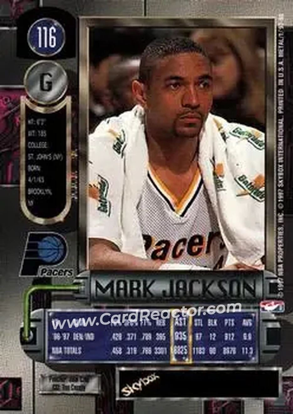 1997-98 Metal Universe #116 - Mark Jackson - Indiana Pacers - Back