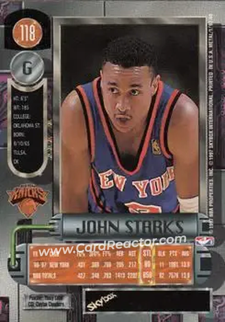 1997-98 Metal Universe #118 - John Starks - New York Knicks - Back