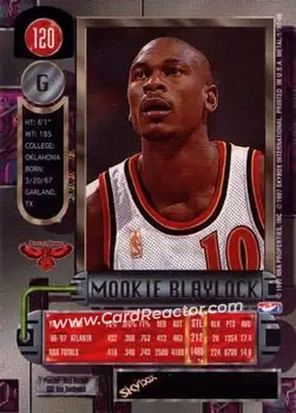 1997-98 Metal Universe #120 - Mookie Blaylock - Atlanta Hawks - Back