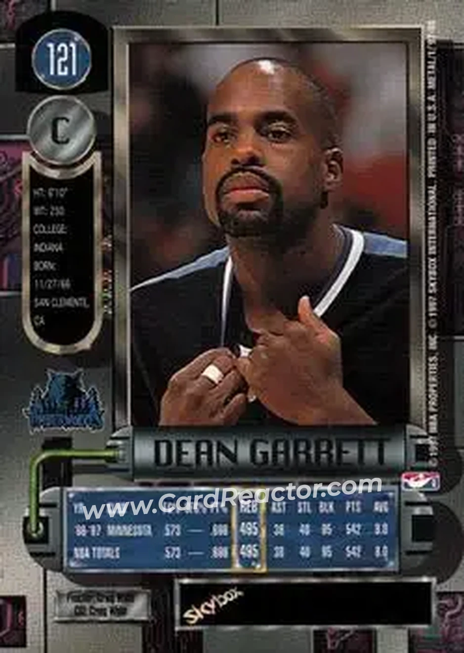 1997-98 Metal Universe #121 - Dean Garrett - Minnesota Timberwolves - Back 1997-98 Metal Universe #121 - Dean Garrett - Minnesota Timberwolves - Back