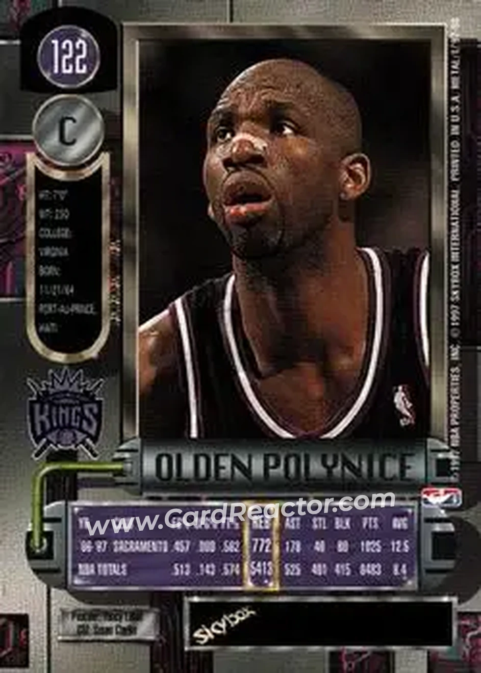 1997-98 Metal Universe #122 - Olden Polynice - Sacramento Kings - Back