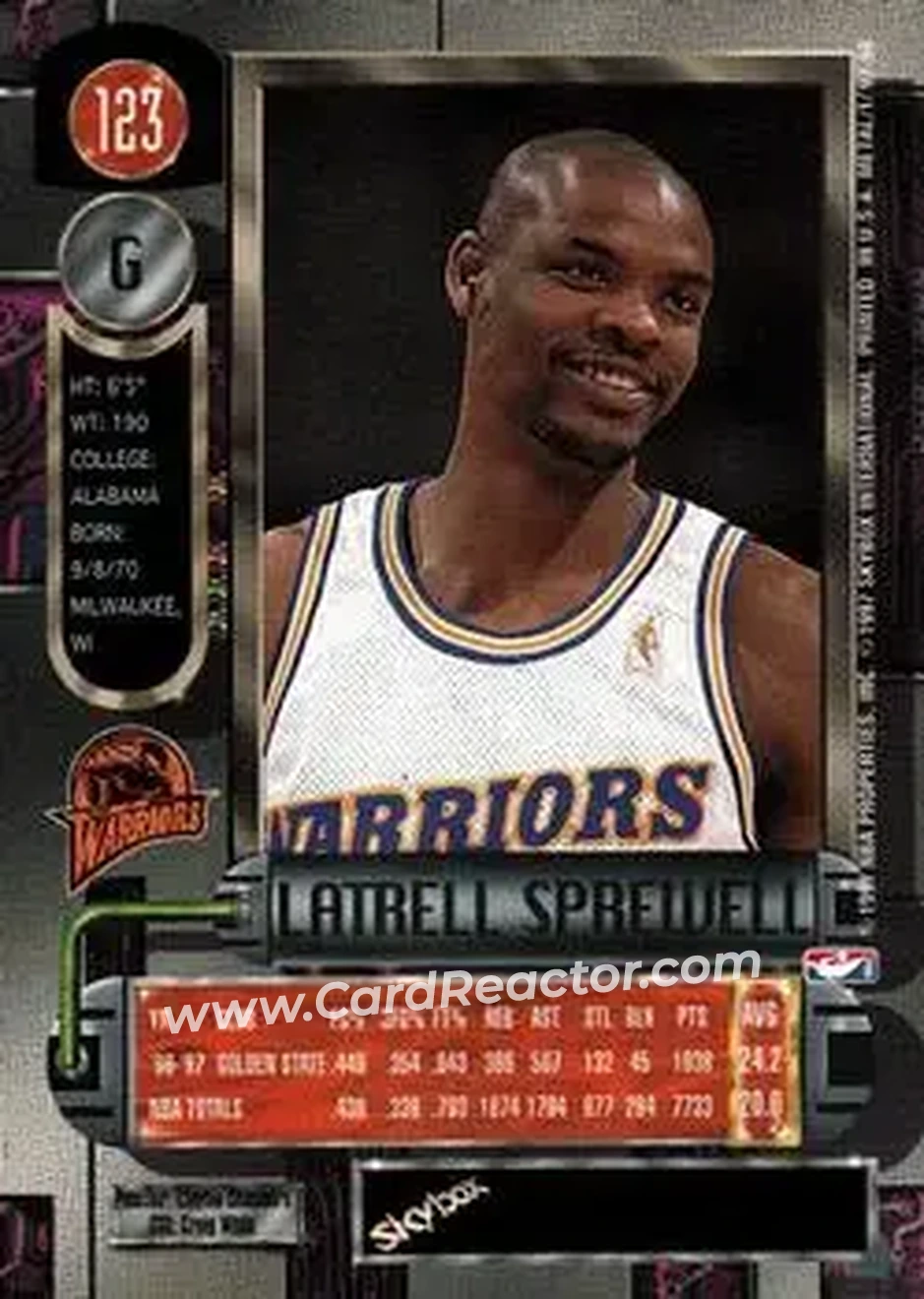 1997-98 Metal Universe #123 - Latrell Sprewell - Golden State Warriors - Back
