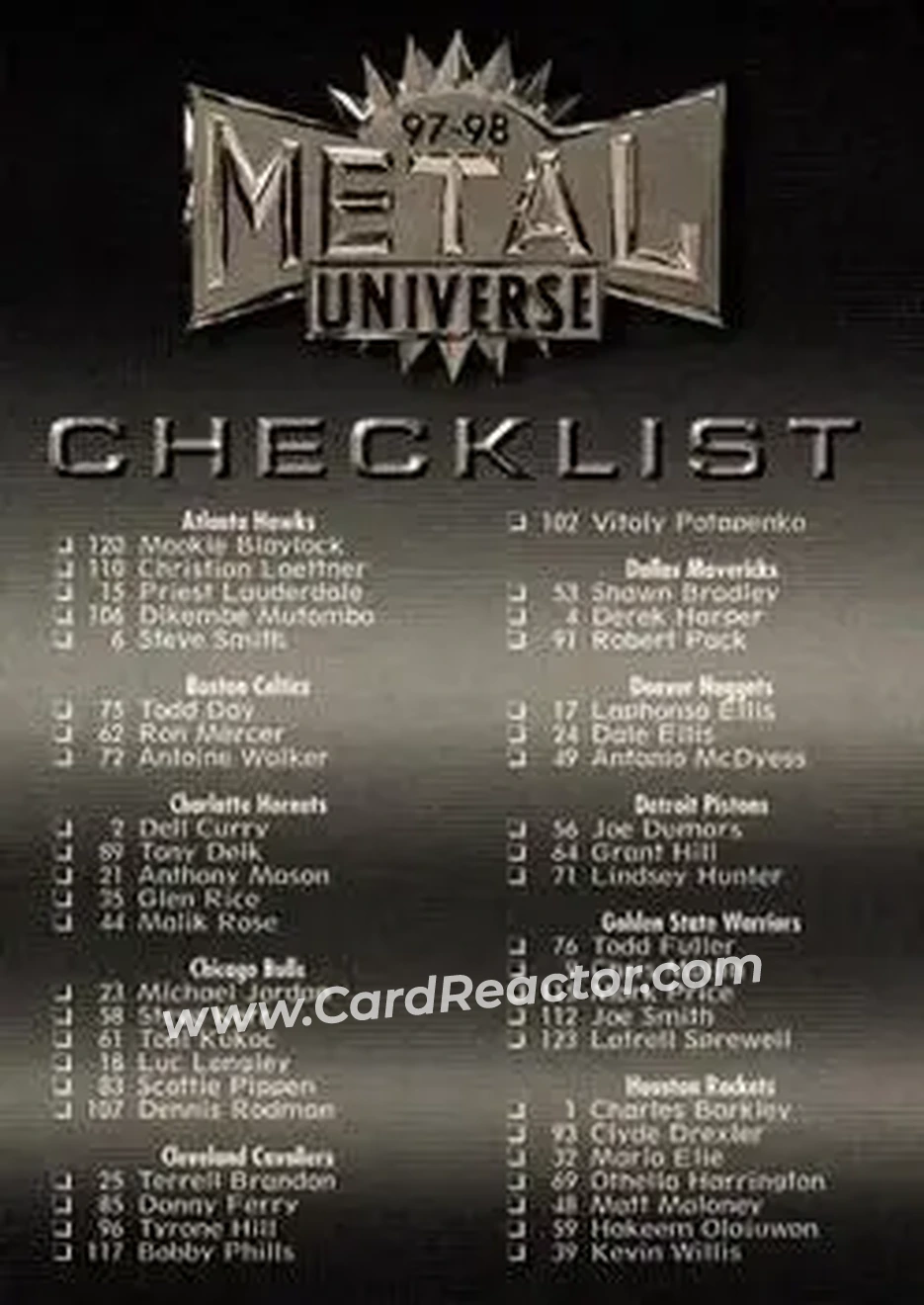 1997-98 Metal Universe #124 - Card #124 - Front