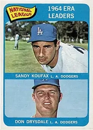 1965 Topps #8 - National League 1964 ERA Leaders (Sandy Koufax - Don Drysdale) LL - Los Angeles Dodgers - Los Angeles Dodgers