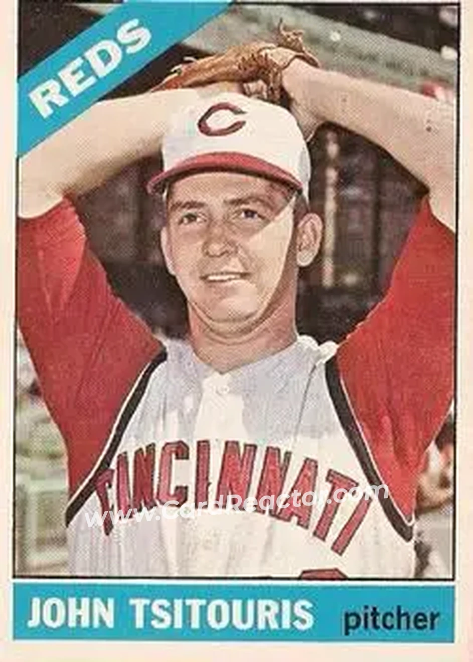 1966 O-Pee-Chee #12 - John Tsitouris - Cincinnati Reds - Front