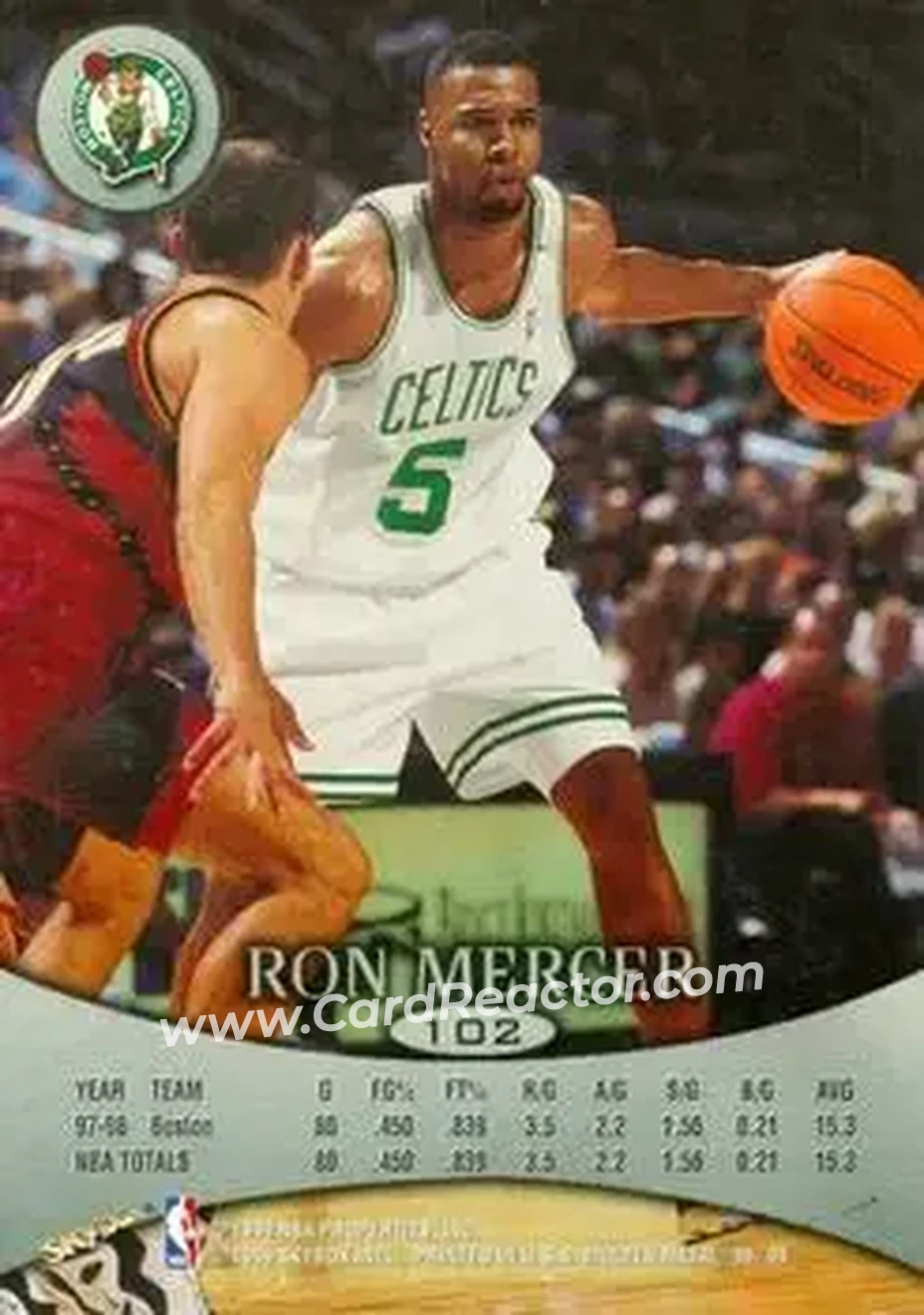 1998-99 SkyBox Molten Metal #102 - Ron Mercer - Boston Celtics - Back 1998-99 SkyBox Molten Metal #102 - Ron Mercer - Boston Celtics - Back