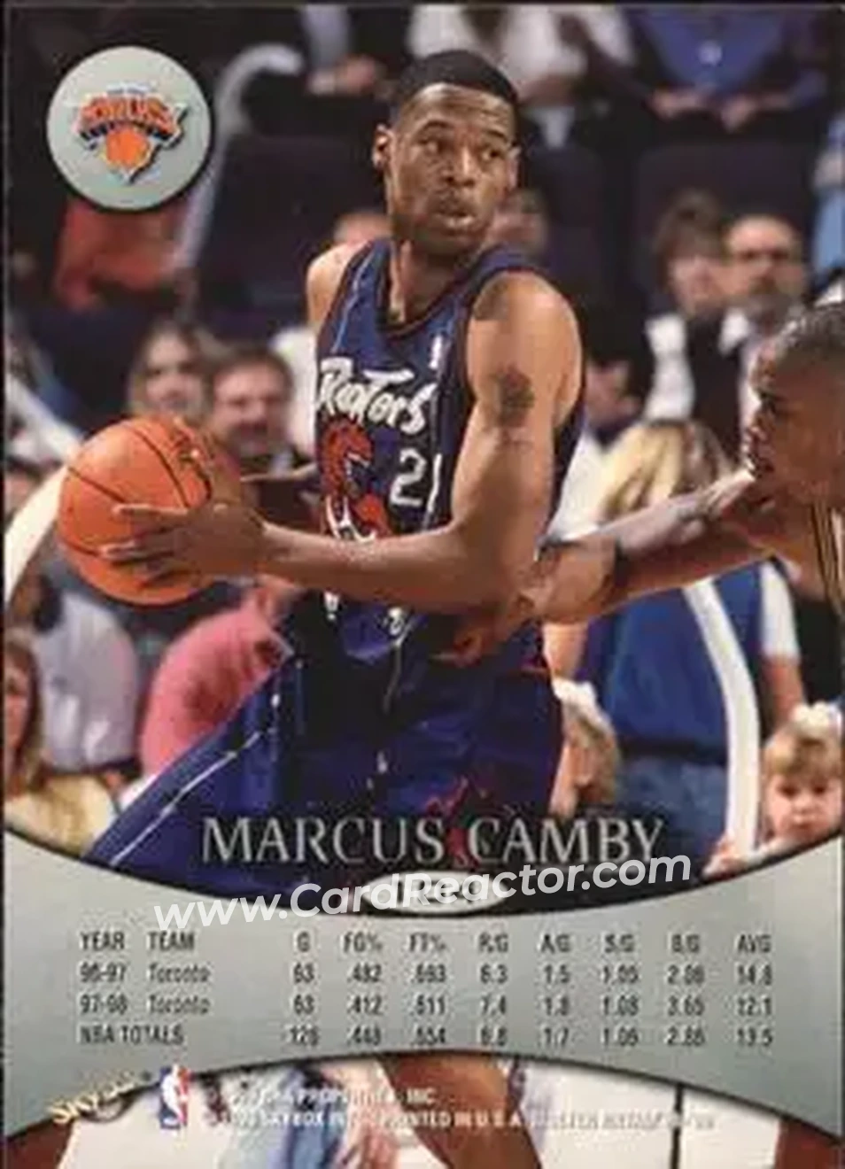 1998-99 SkyBox Molten Metal #104 - Marcus Camby - New York Knicks - Back 1998-99 SkyBox Molten Metal #104 - Marcus Camby - New York Knicks - Back