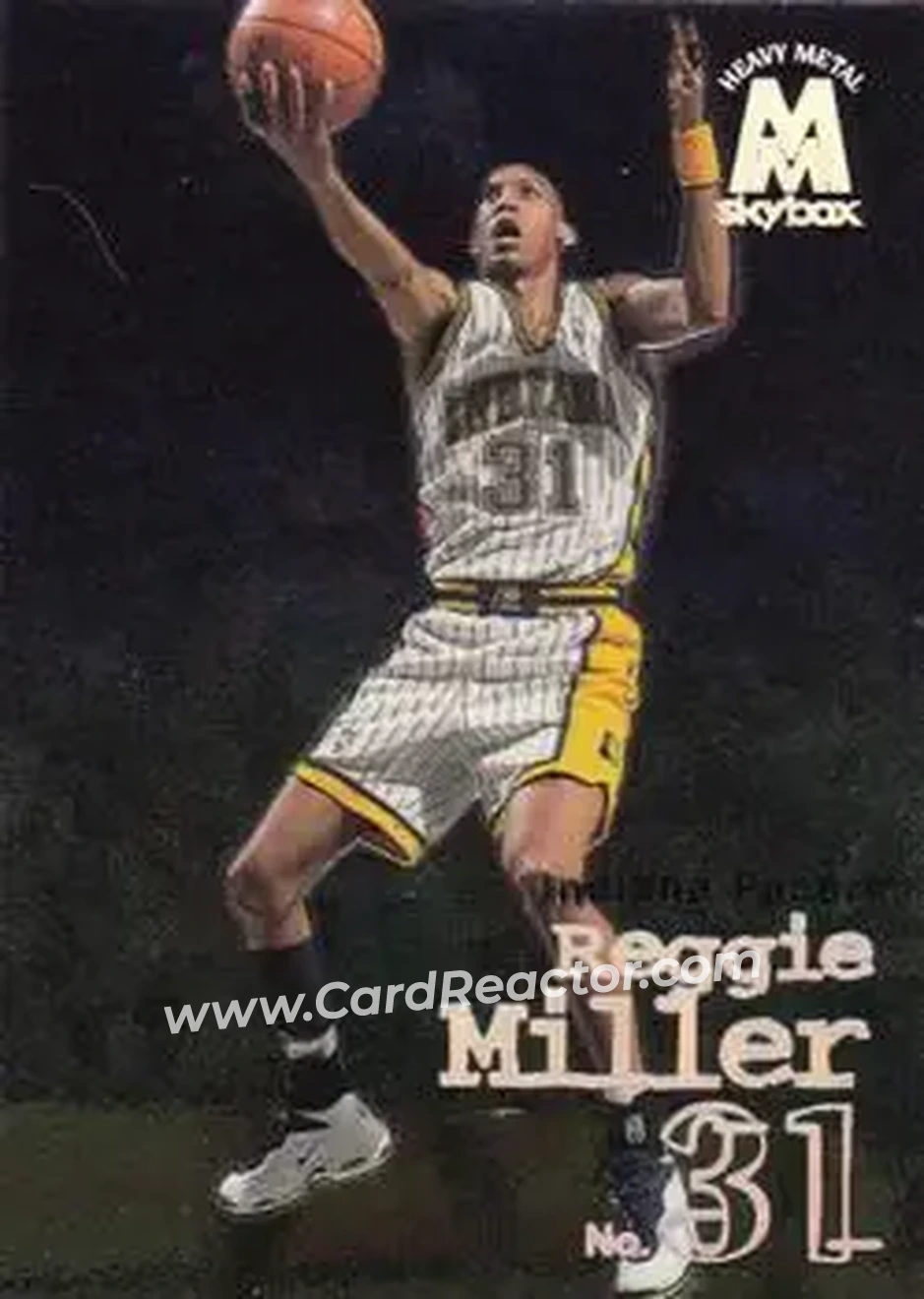 1998-99 SkyBox Molten Metal #108 - Reggie Miller - Indiana Pacers - Front 1998-99 SkyBox Molten Metal #108 - Reggie Miller - Indiana Pacers - Front