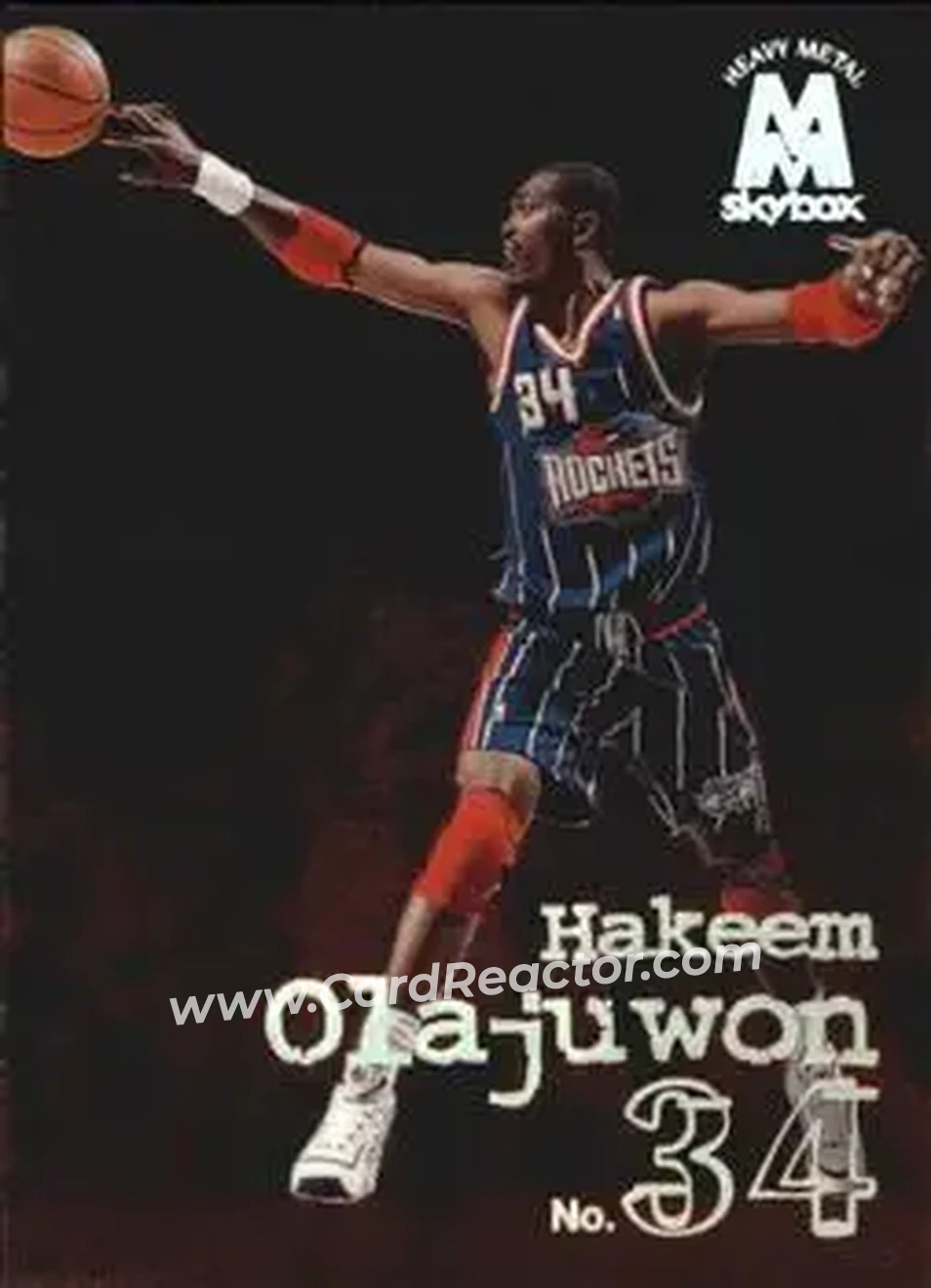1998-99 SkyBox Molten Metal #110 - Hakeem Olajuwon - Houston Rockets - Front 1998-99 SkyBox Molten Metal #110 - Hakeem Olajuwon - Houston Rockets - Front