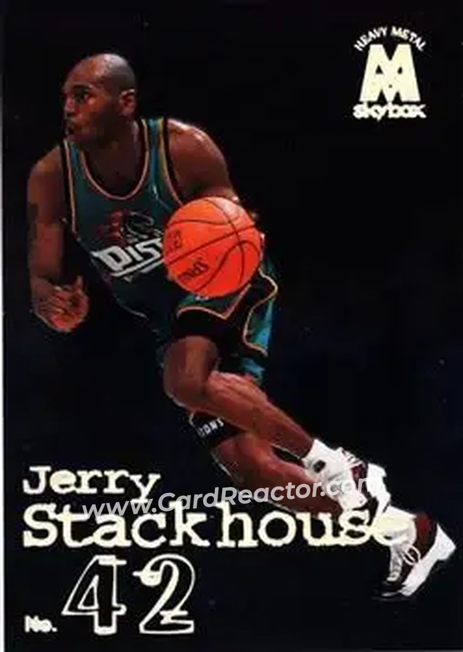 1998-99 SkyBox Molten Metal #115 - Jerry Stackhouse - Detroit Pistons - Front 1998-99 SkyBox Molten Metal #115 - Jerry Stackhouse - Detroit Pistons - Front