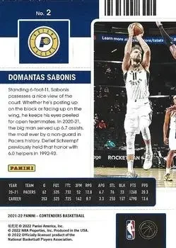 Back of Domantas Sabonis