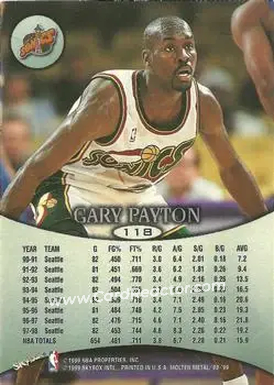 1998-99 SkyBox Molten Metal #118 - Gary Payton - Seattle SuperSonics - Back 1998-99 SkyBox Molten Metal #118 - Gary Payton - Seattle SuperSonics - Back