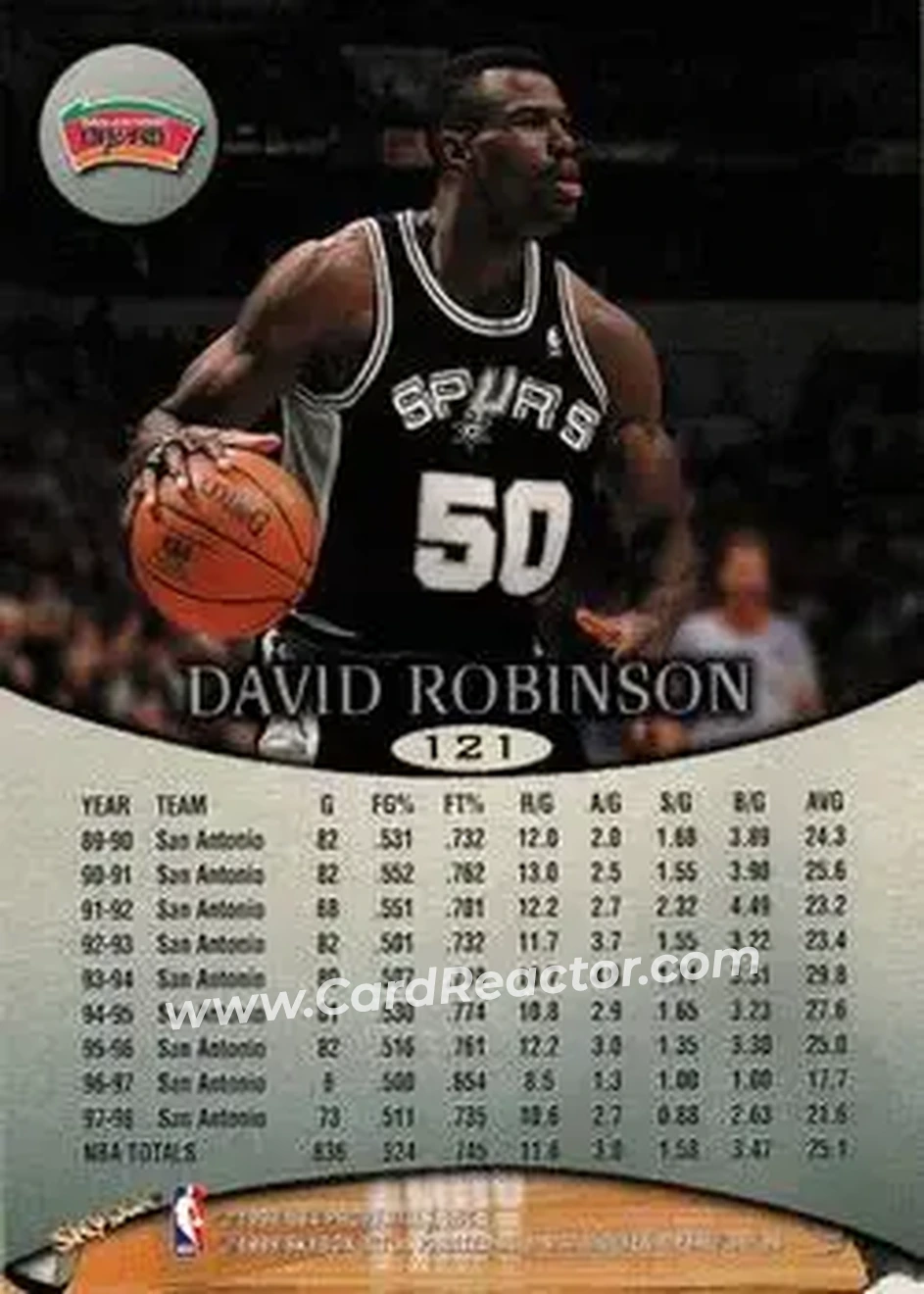 1998-99 SkyBox Molten Metal #121 - David Robinson - San Antonio Spurs - Back 1998-99 SkyBox Molten Metal #121 - David Robinson - San Antonio Spurs - Back