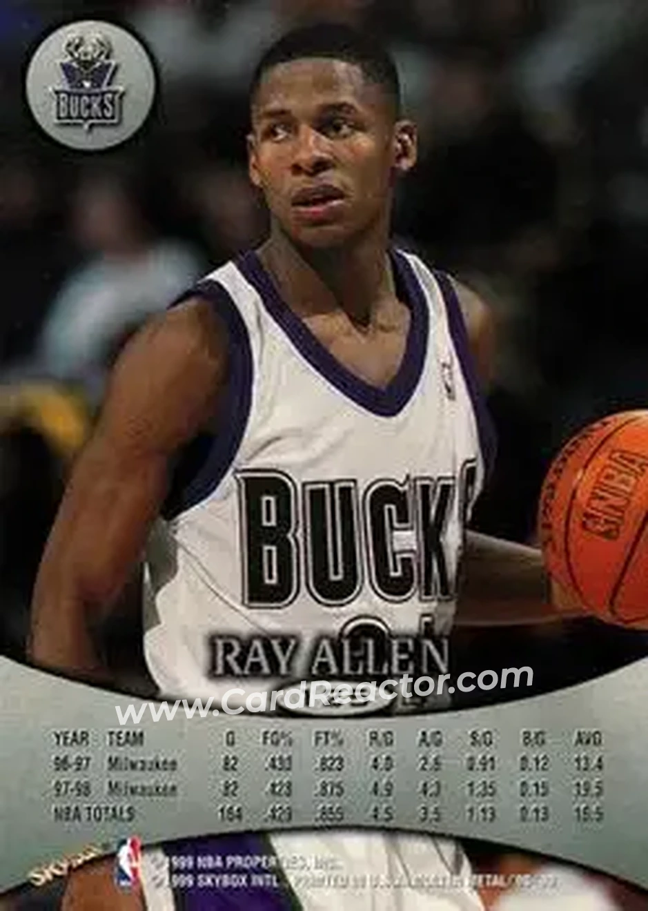 1998-99 SkyBox Molten Metal #125 - Ray Allen - Milwaukee Bucks - Back