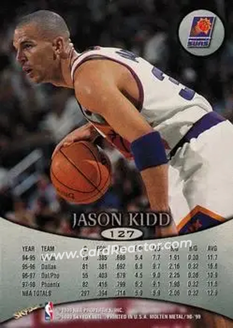 1998-99 SkyBox Molten Metal #127 - Jason Kidd - Phoenix Suns - Back 1998-99 SkyBox Molten Metal #127 - Jason Kidd - Phoenix Suns - Back