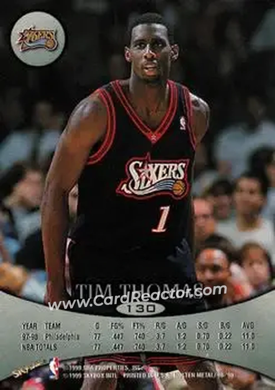 1998-99 SkyBox Molten Metal #130 - Tim Thomas - Philadelphia 76ers - Back