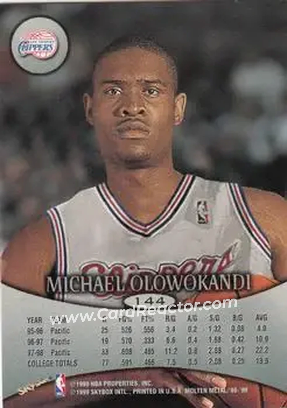 1998-99 SkyBox Molten Metal #144 - Michael Olowokandi - Los Angeles Clippers - Back 1998-99 SkyBox Molten Metal #144 - Michael Olowokandi - Los Angeles Clippers - Back