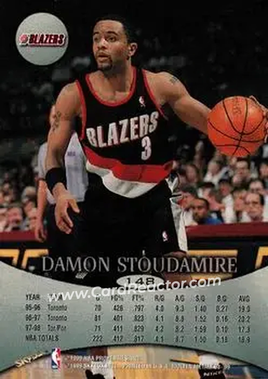 1998-99 SkyBox Molten Metal #148 - Damon Stoudamire - Portland Trail Blazers - Back 1998-99 SkyBox Molten Metal #148 - Damon Stoudamire - Portland Trail Blazers - Back