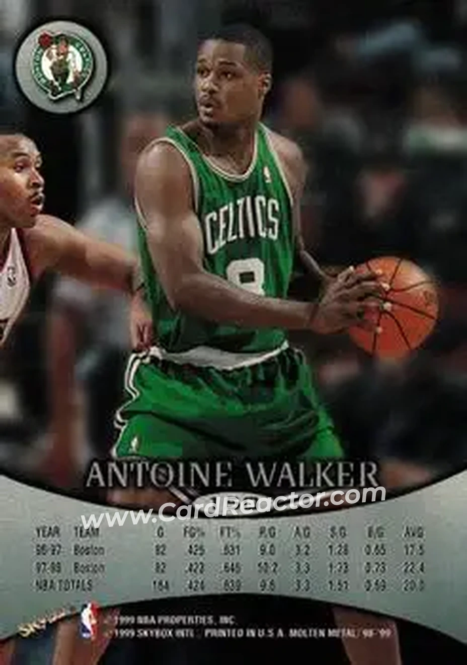 1998-99 SkyBox Molten Metal #150 - Antoine Walker - Boston Celtics - Back 1998-99 SkyBox Molten Metal #150 - Antoine Walker - Boston Celtics - Back