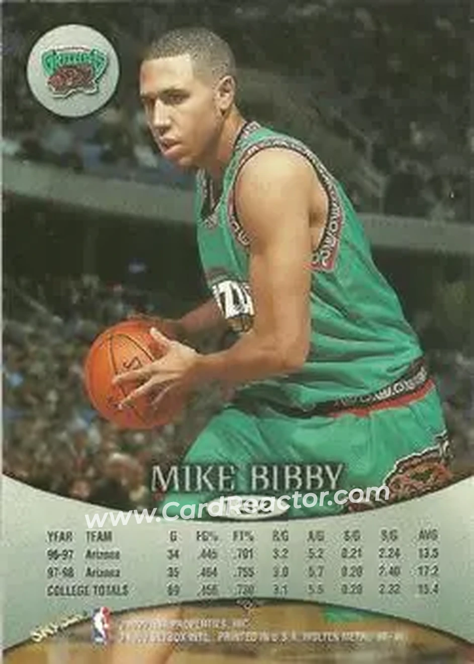 1998-99 SkyBox Molten Metal #132 - Mike Bibby - Vancouver Grizzlies - Back