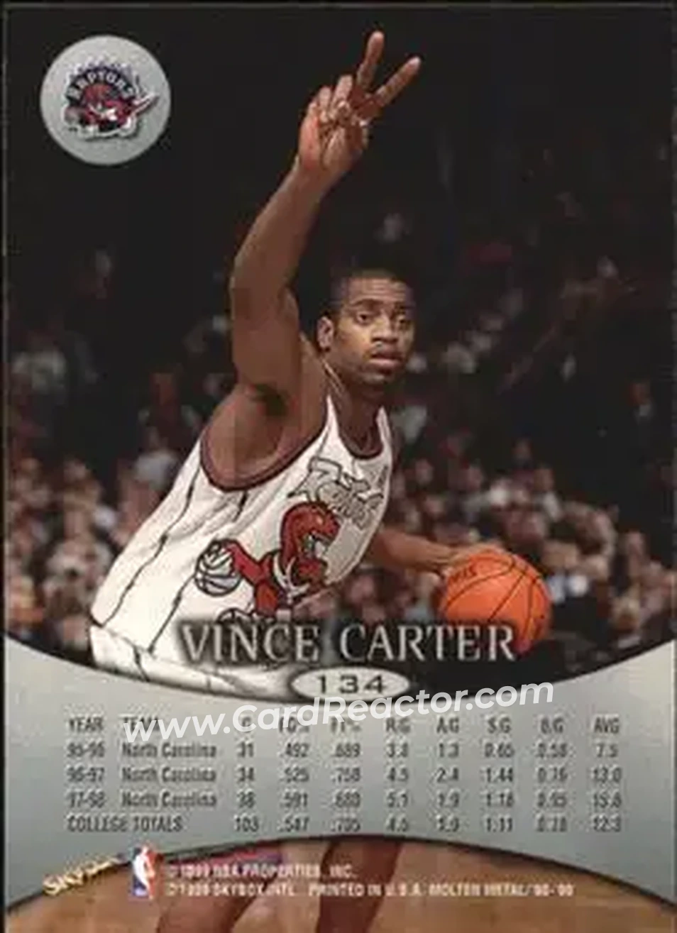 1998-99 SkyBox Molten Metal #134 - Vince Carter - Toronto Raptors - Back