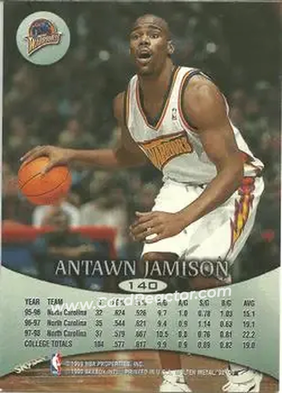 1998-99 SkyBox Molten Metal #140 - Antawn Jamison - Golden State Warriors - Back
