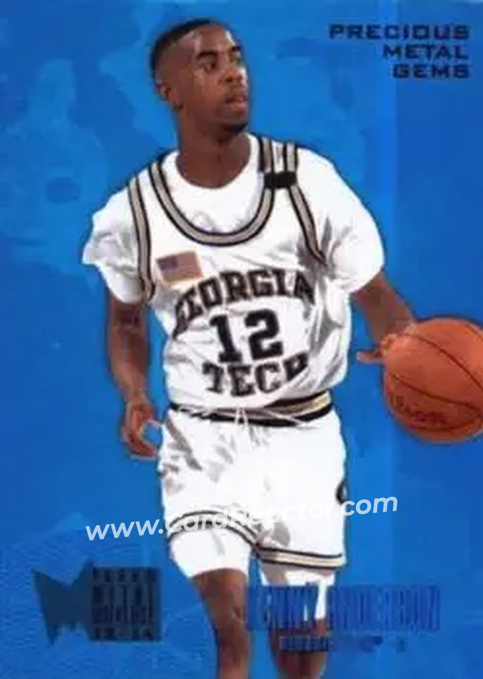 2013-14 Fleer Retro - '95-96 Metal Universe Precious Metal Gems Blue #226 - Kenny Anderson - Georgia Tech Yellow Jackets - Front 2013-14 Fleer Retro - '95-96 Metal Universe Precious Metal Gems Blue #226 - Kenny Anderson - Georgia Tech Yellow Jackets - Front