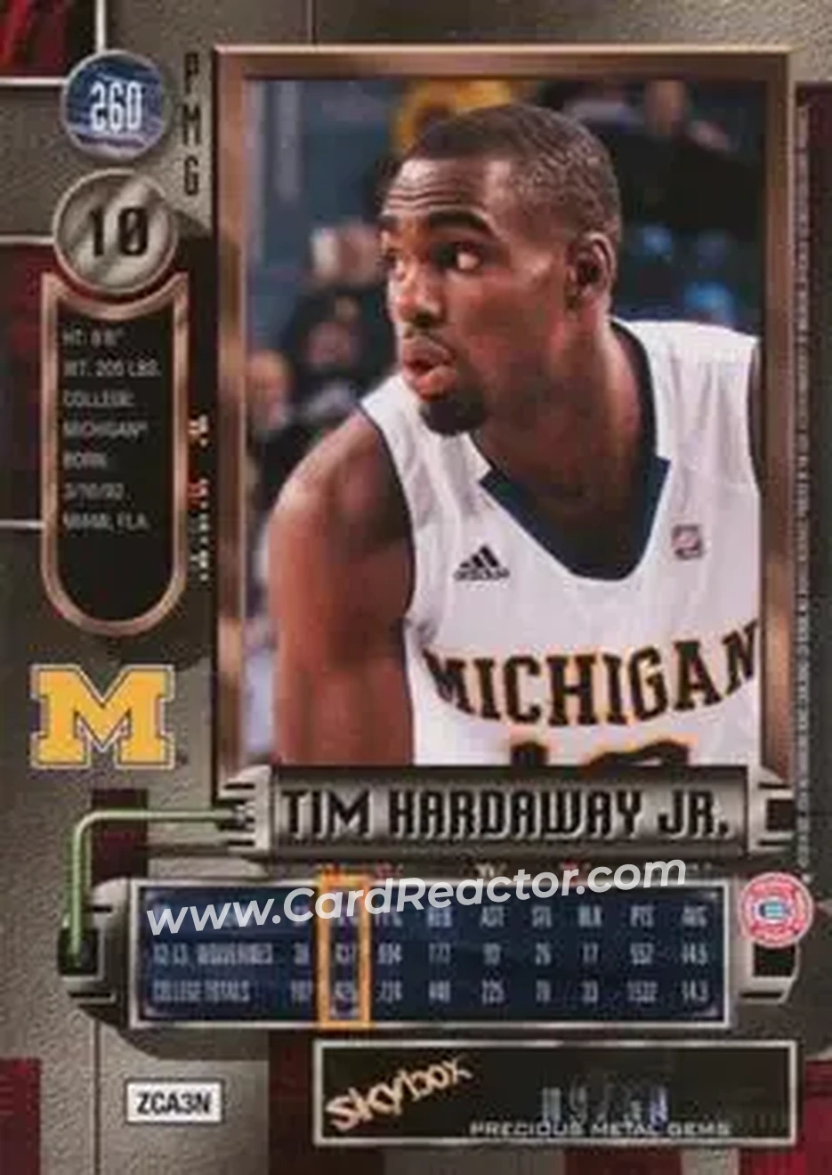 2013-14 Fleer Retro - '97-98 Metal Universe Precious Metal Gems Blue #260 - Tim Hardaway Jr. - Michigan Wolverines - Back