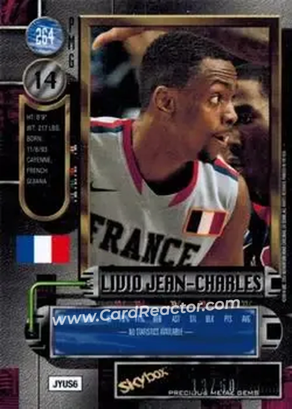2013-14 Fleer Retro - '97-98 Metal Universe Precious Metal Gems Blue #264 - Livio Jean-Charles - ASVEL Basket - Back