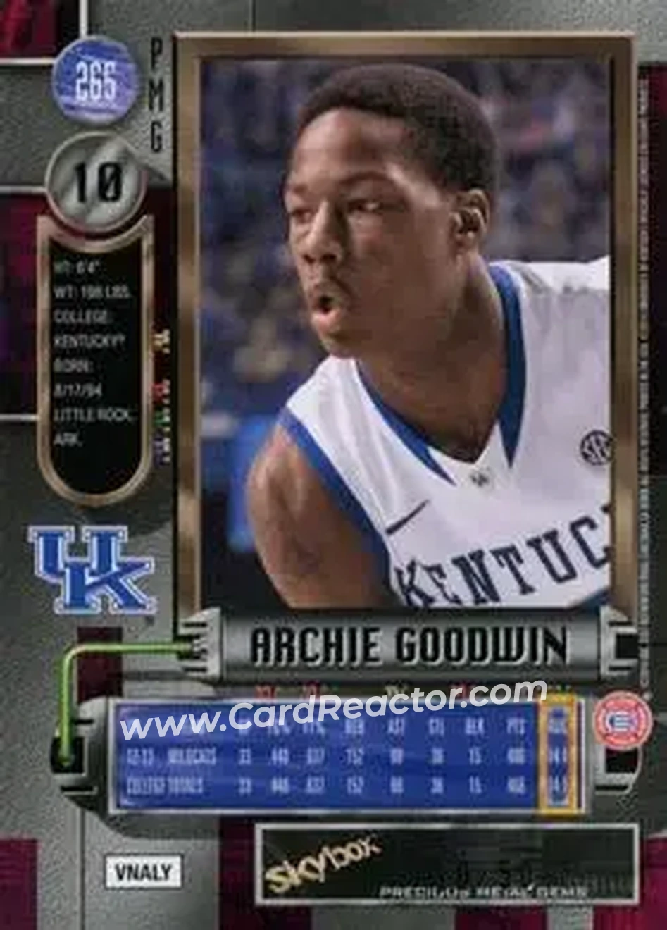 2013-14 Fleer Retro - '97-98 Metal Universe Precious Metal Gems Blue #265 - Archie Goodwin - Kentucky Wildcats - Back