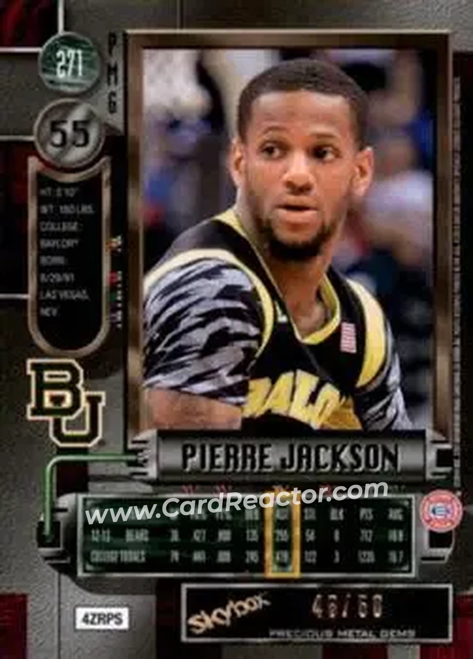2013-14 Fleer Retro - '97-98 Metal Universe Precious Metal Gems Blue #271 - Pierre Jackson - Baylor Bears - Back