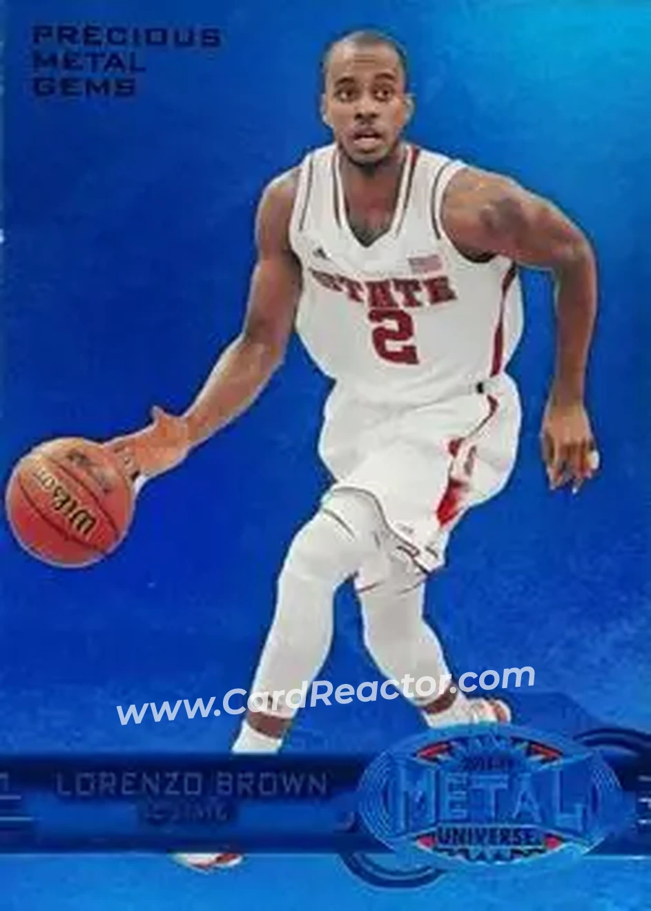 2013-14 Fleer Retro - '97-98 Metal Universe Precious Metal Gems Blue #276 - Lorenzo Brown - NC State Wolfpack - Front