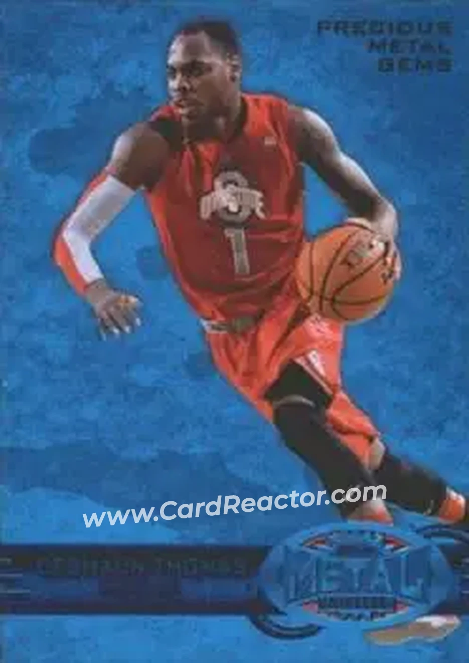 2013-14 Fleer Retro - '97-98 Metal Universe Precious Metal Gems Blue #278 - Deshaun Thomas - Ohio State Buckeyes - Front 2013-14 Fleer Retro - '97-98 Metal Universe Precious Metal Gems Blue #278 - Deshaun Thomas - Ohio State Buckeyes - Front