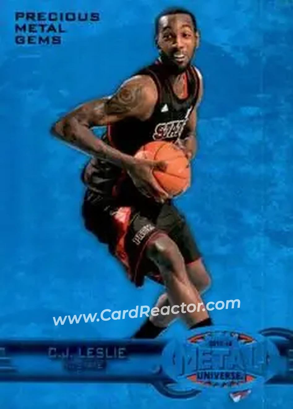 2013-14 Fleer Retro - '97-98 Metal Universe Precious Metal Gems Blue #279 - C.J. Leslie - NC State Wolfpack - Front