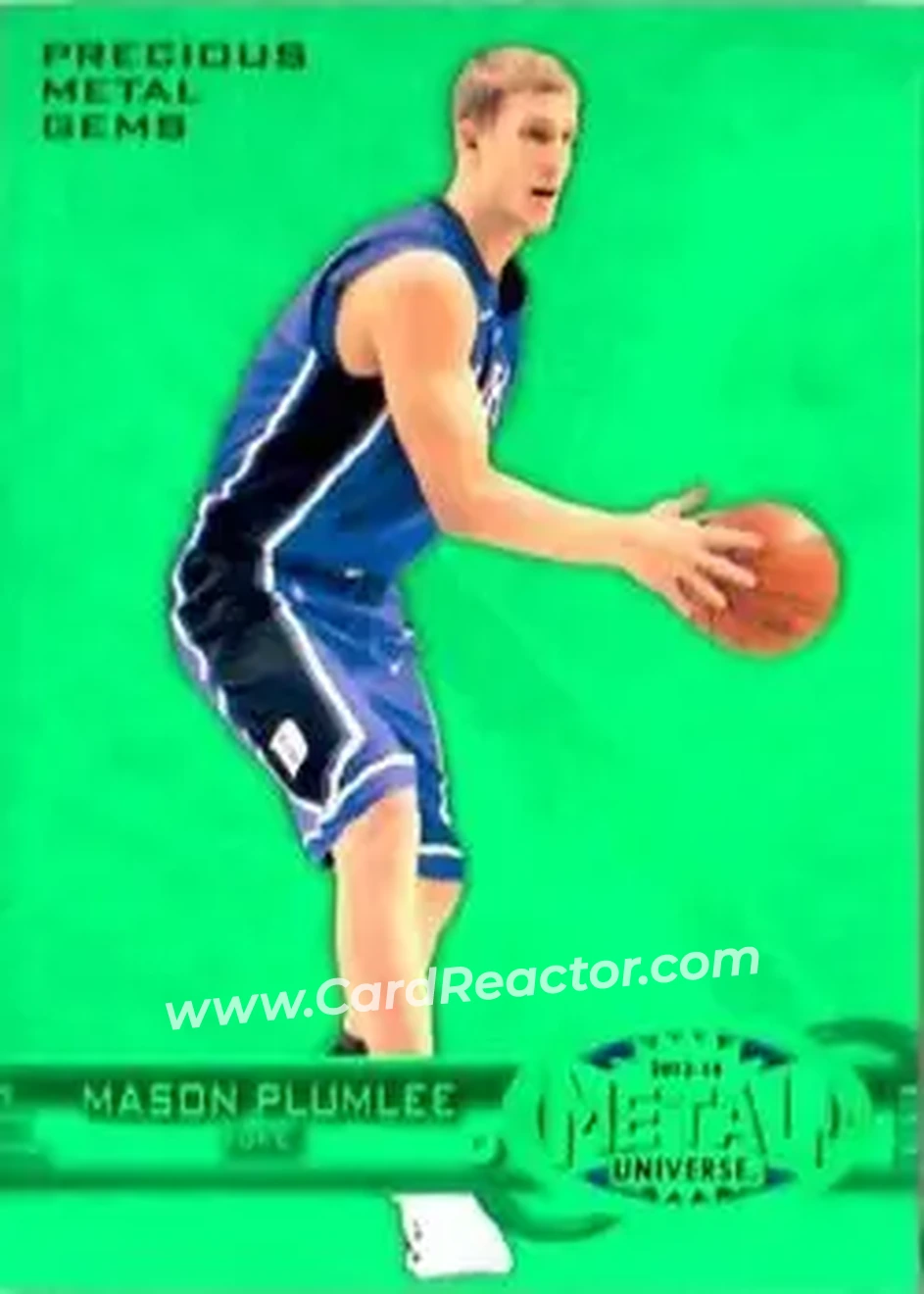 2013-14 Fleer Retro - '97-98 Metal Universe Precious Metal Gems Green #258 - Mason Plumlee - Duke Blue Devils - Front