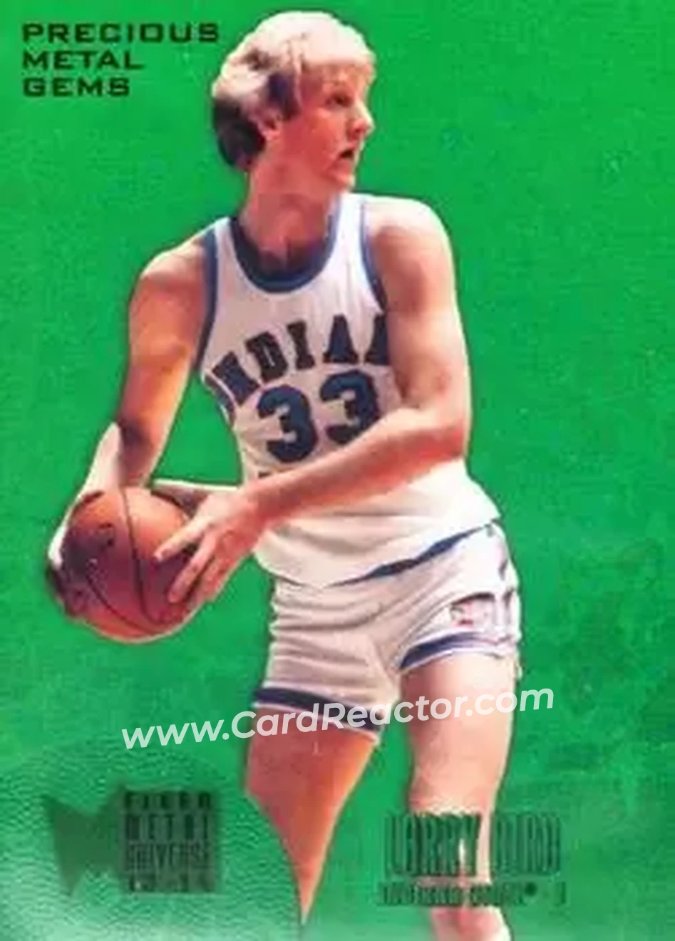 2013-14 Fleer Retro - '95-96 Metal Universe Precious Metal Gems Green #231 - Larry Bird - Indiana State Sycamores - Front