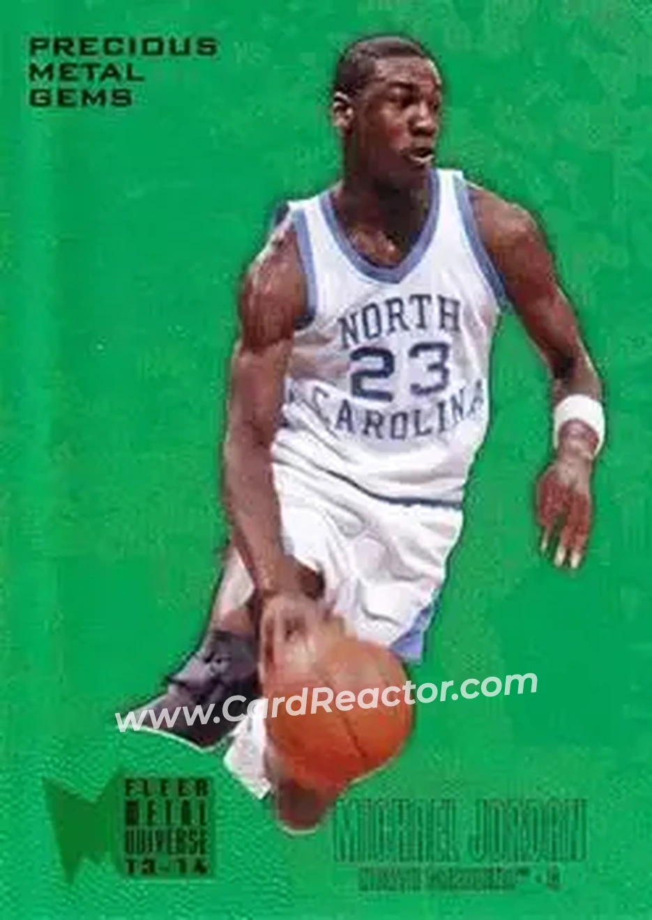 2013-14 Fleer Retro - '95-96 Metal Universe Precious Metal Gems Green #240 - Michael Jordan - North Carolina Tar Heels - Front