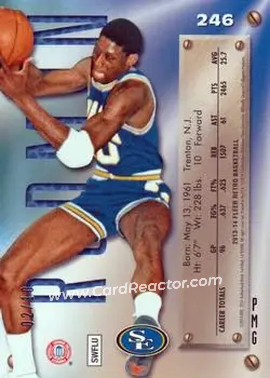 2013-14 Fleer Retro - '95-96 Metal Universe Precious Metal Gems Green #246 - Dennis Rodman - SOSU Savage Storm - Back