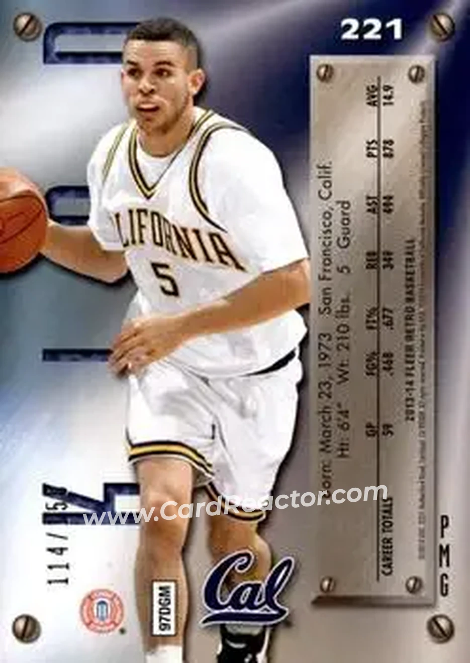 2013-14 Fleer Retro - '95-96 Metal Universe Precious Metal Gems Red #221 - Jason Kidd - California Golden Bears - Back