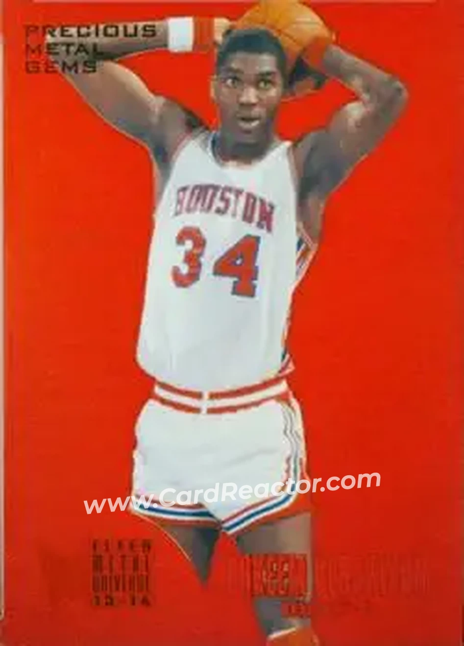 2013-14 Fleer Retro - '95-96 Metal Universe Precious Metal Gems Red #227 - Hakeem Olajuwon - Houston Cougars - Front