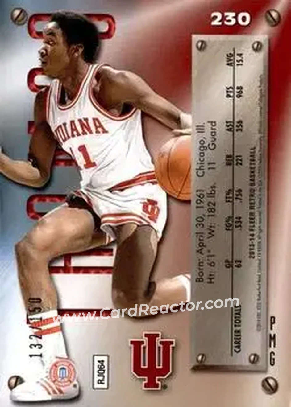 2013-14 Fleer Retro - '95-96 Metal Universe Precious Metal Gems Red #230 - Isiah Thomas - Indiana Hoosiers - Back